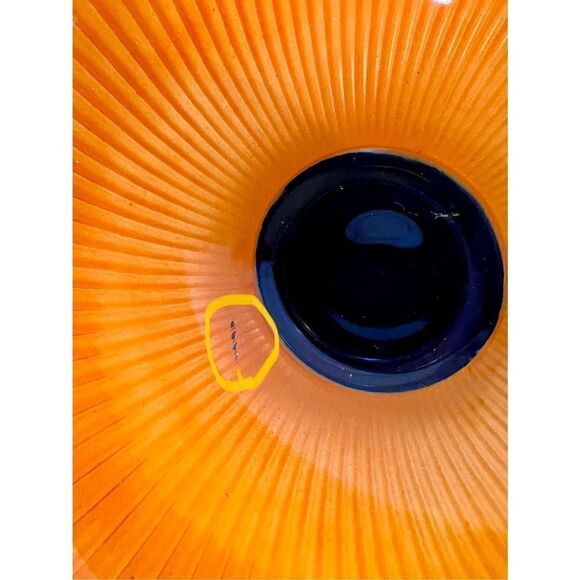 Vintage Art Deco Molded Orange And Black Cased Ribbed Fluted Bowl - Picture 12 of 16